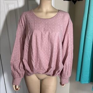 Mauve Eyelet Long Sleeve Top
